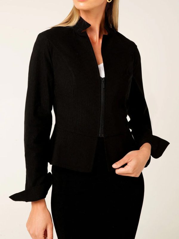 ZOEKOOVI FRONT ZIP PEPLUM JACKET